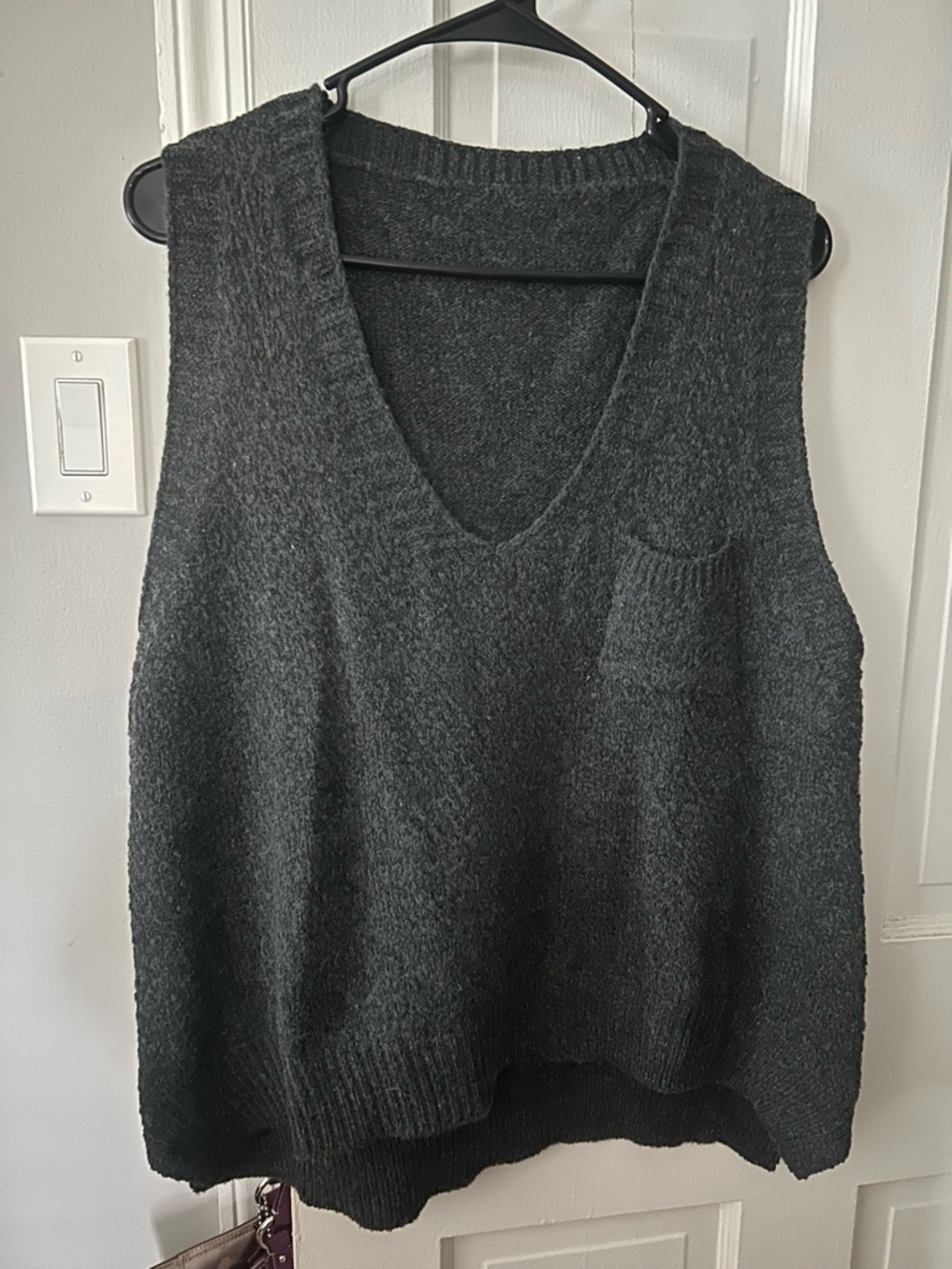 Relaxed V-Neck Sweater Vest - Charcoal